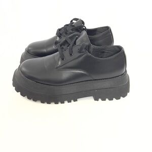 ZARA Black Chunky Lug Sole Oxford Shoes | Platform Lace-Up | EU 41 US 10